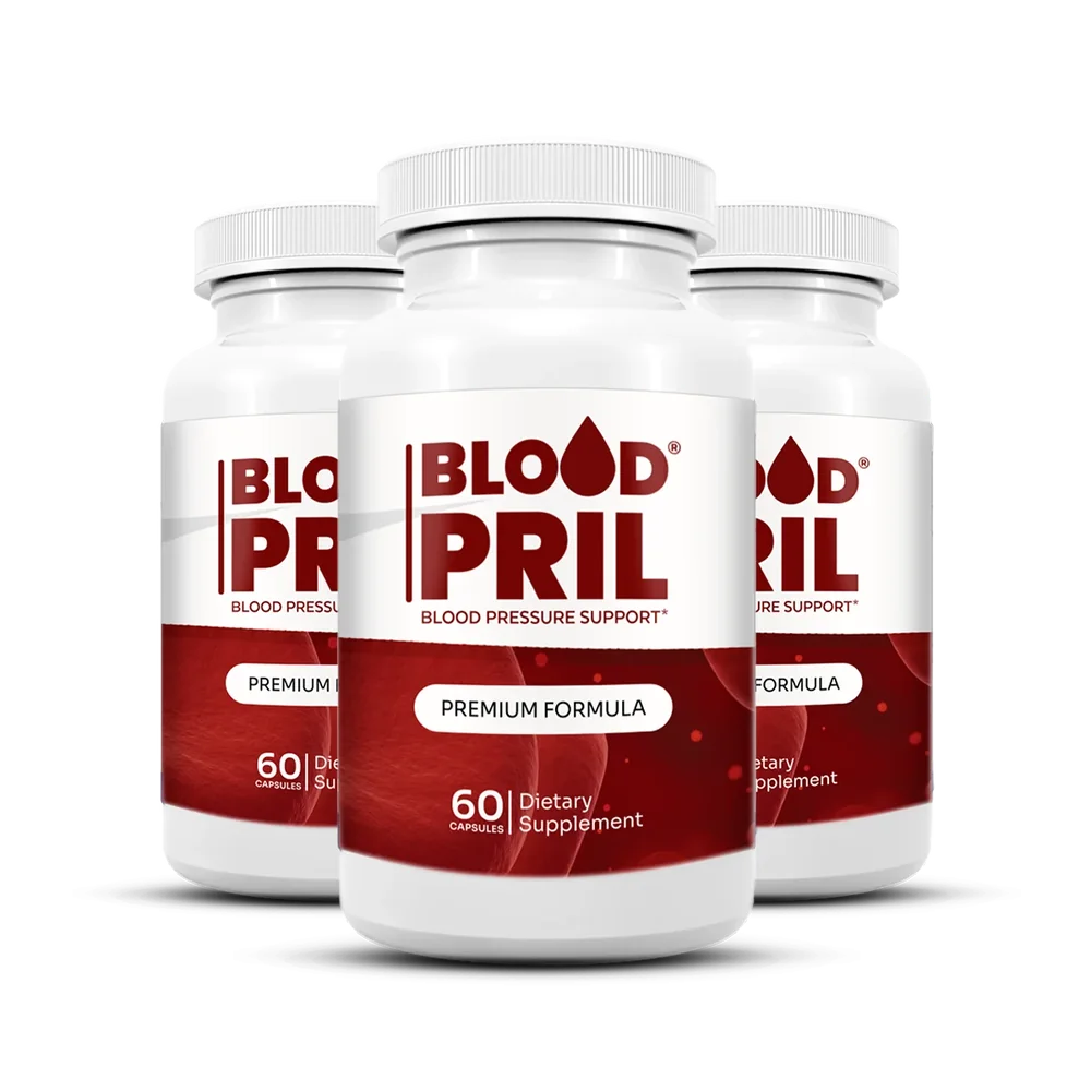 BloodPril Premium Formula blood pressure support capsules, three-bottle package of 60 capsules each